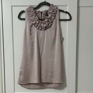 Ann Taylor Ruffled Sleeveless Blouse - Cream